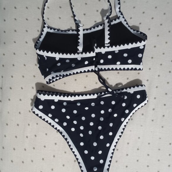 Seaform women's two piece Black Polka dot Bikini L Large - Picture 4 of 5